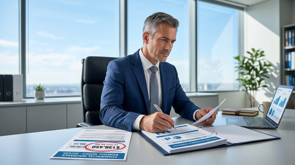 Business owner reviewing private insurance rates and The Latitude Plan strategy by Reinsurance Specialties